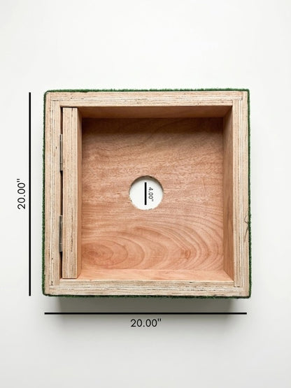 Washer toss board dimensions showing 20-inch square game board