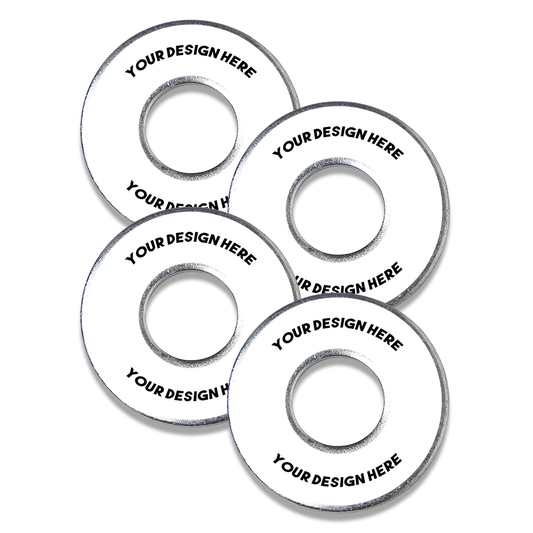 Custom white metal washers for washer toss game by Throw Washers