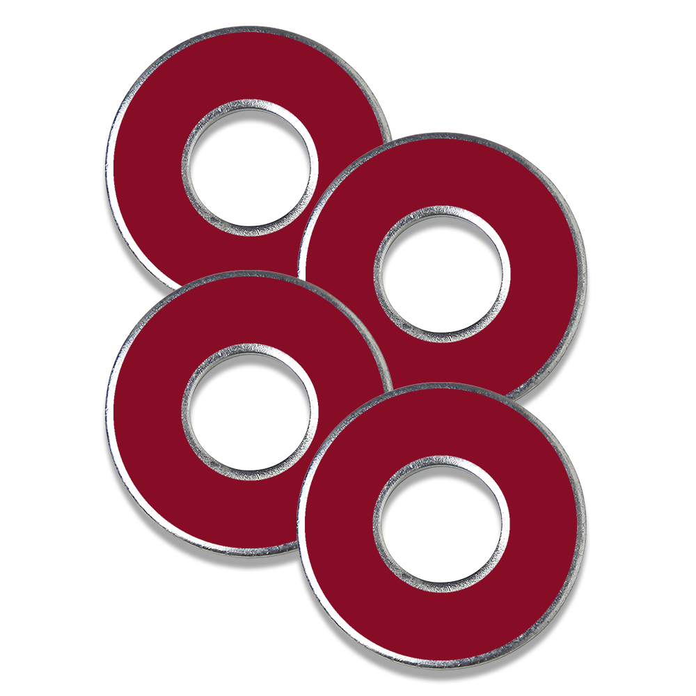Deep crimson metal washers for washer toss game by Throw Washers