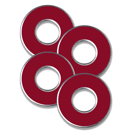 Deep crimson metal washers for washer toss game by Throw Washers