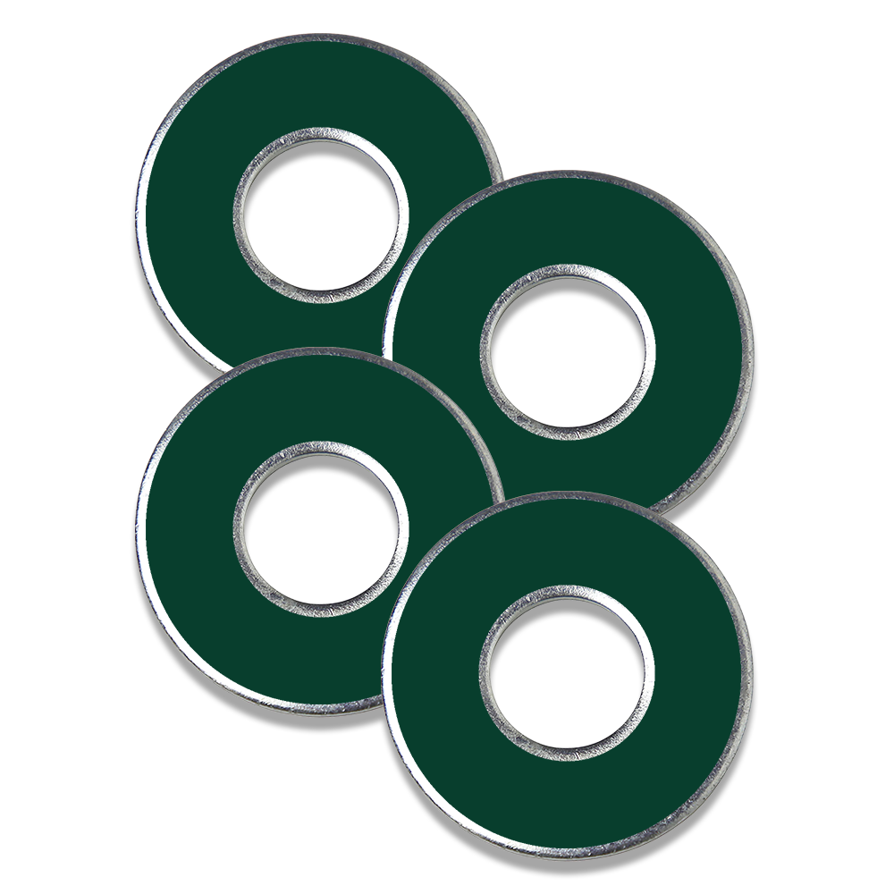 Forest Green metal washers for washer toss game by Throw Washers