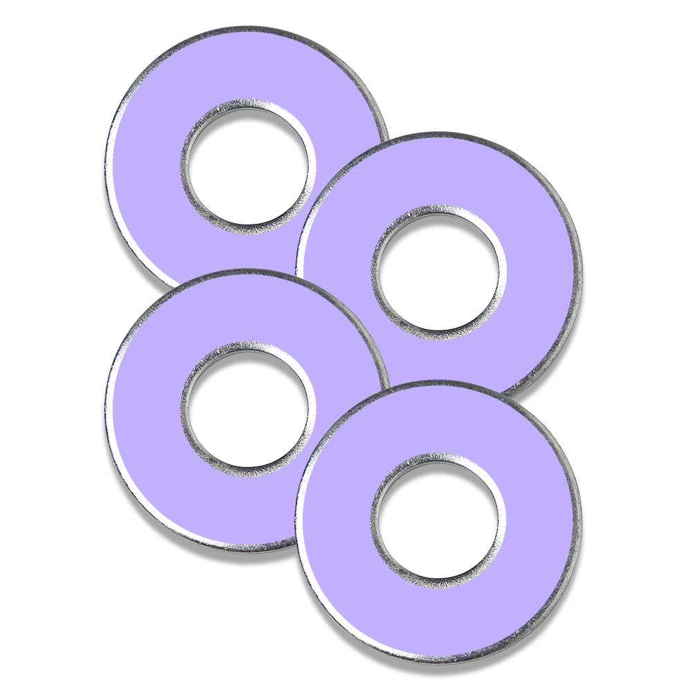 Purple metal washers for washer toss game by Throw Washers