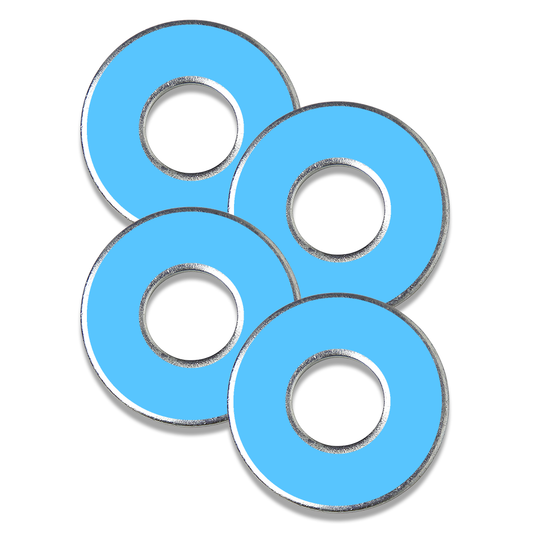 Sky blue metal washers for washer toss game by Throw Washers