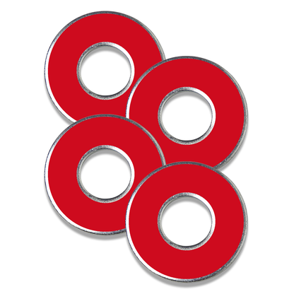 True red metal washers for washer toss game by Throw Washers